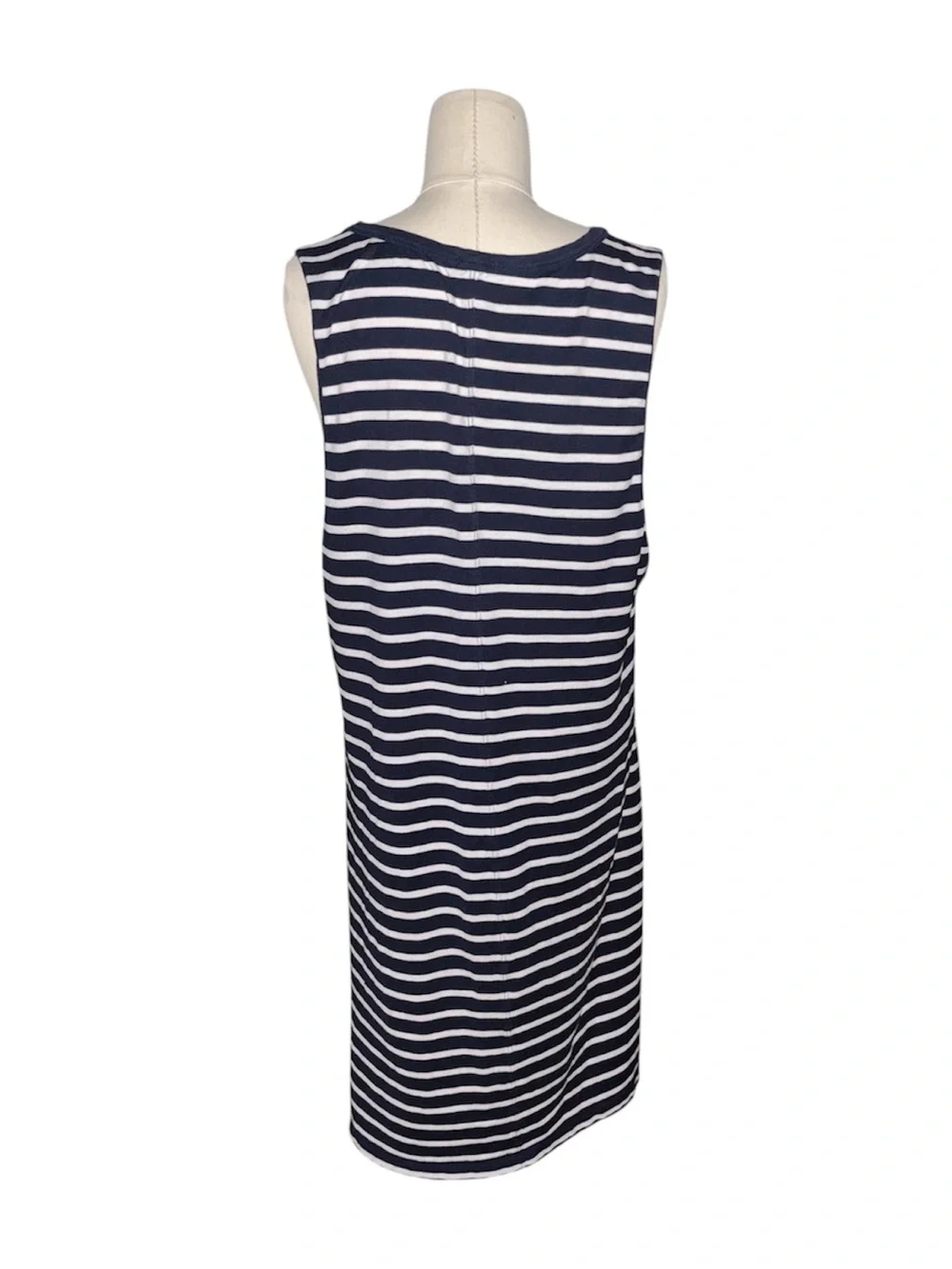 J. Crew Navy and White Striped V-Neck Sleeveless Dress - Picture 3 of 6